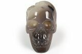 Polished Banded Agate Skull with Quartz Crystal Pocket #237014-1